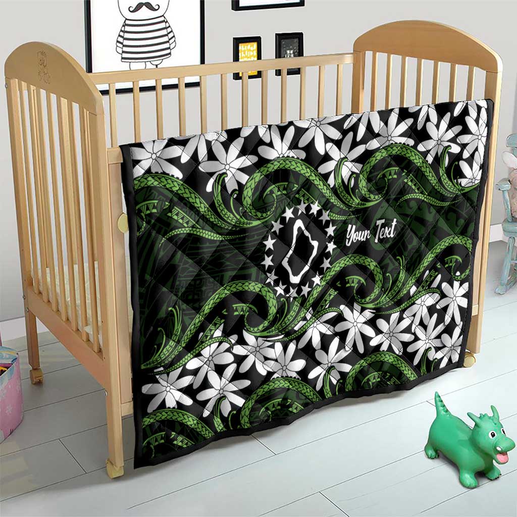 Personalised Cook Islands Palmerston Quilt Tiare Maori Polynesian Waves Tattoo