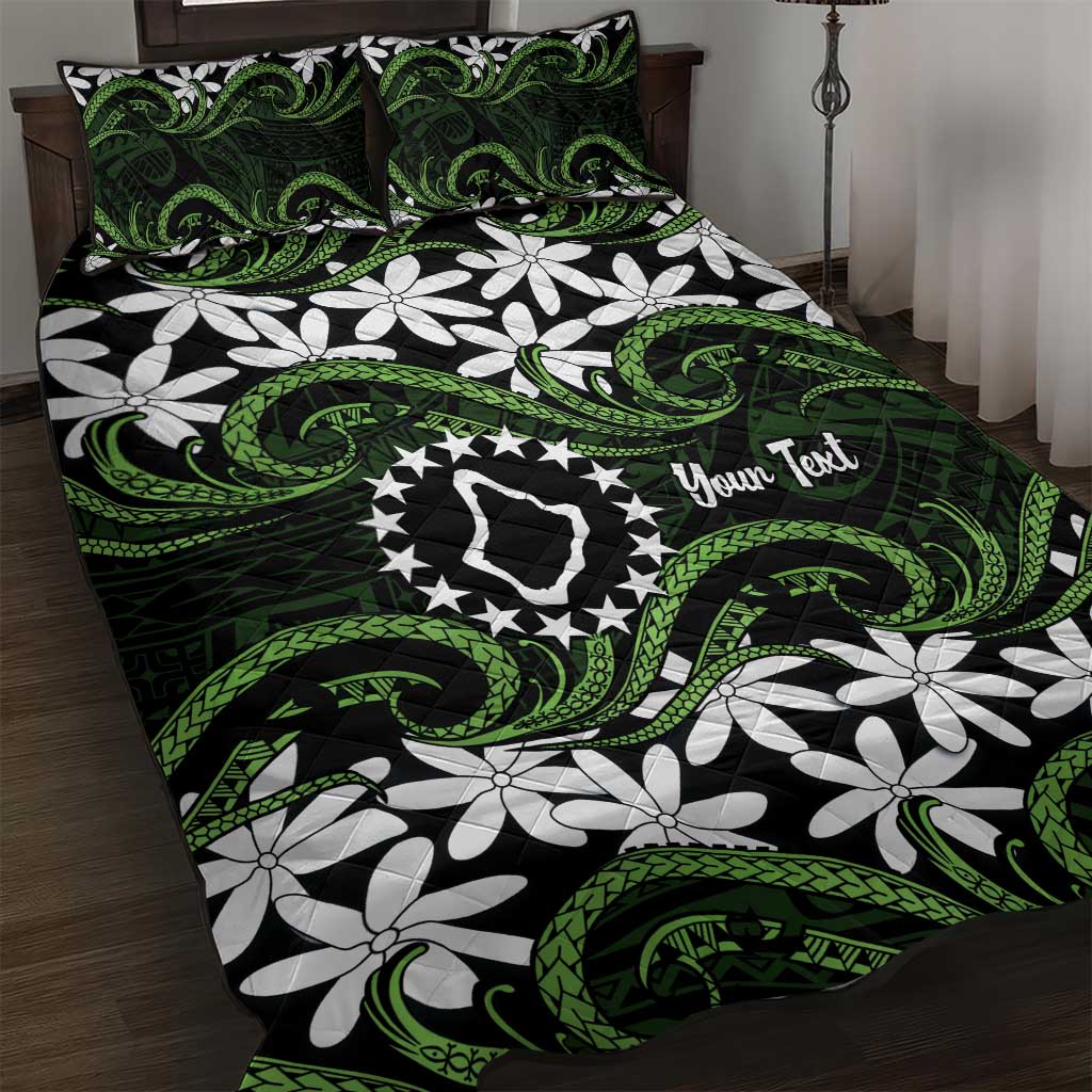 Personalised Cook Islands Palmerston Quilt Bed Set Tiare Maori Polynesian Waves Tattoo