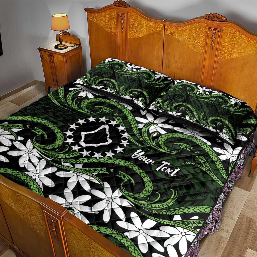 Personalised Cook Islands Palmerston Quilt Bed Set Tiare Maori Polynesian Waves Tattoo