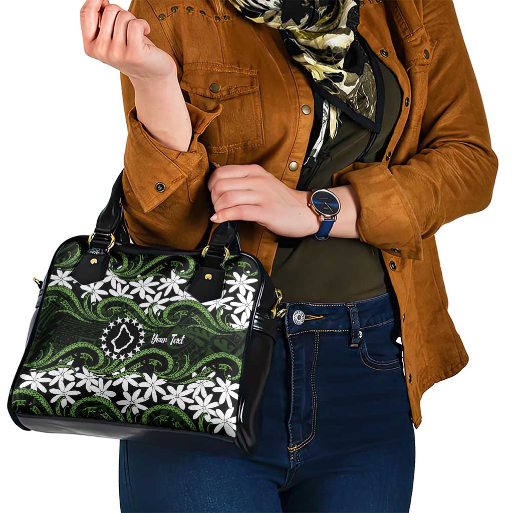 Personalised Cook Islands Palmerston Shoulder Handbag Tiare Maori Polynesian Waves Tattoo