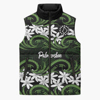 Personalised Cook Islands Palmerston Sleeveless Puffer Jacket Tiare Maori Polynesian Waves Tattoo
