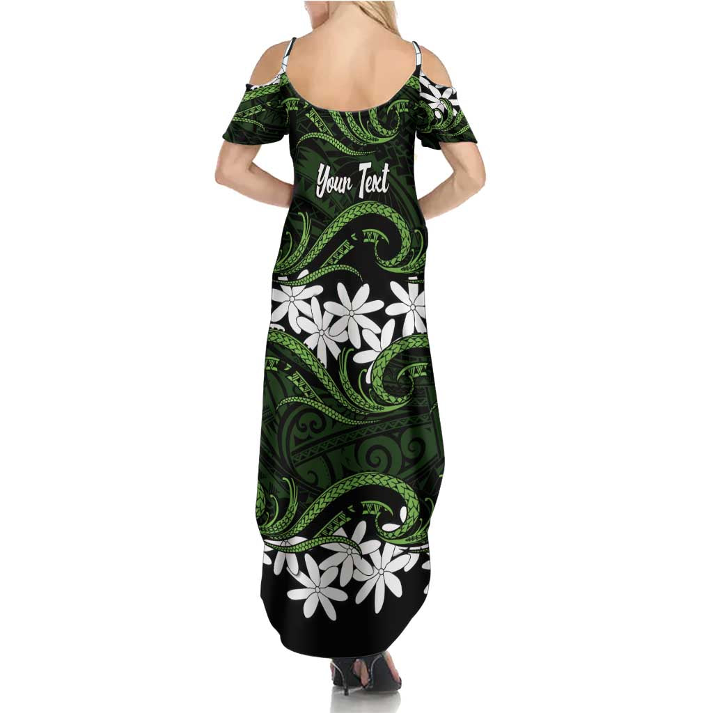 Personalised Cook Islands Palmerston Summer Maxi Dress Tiare Maori Polynesian Waves Tattoo