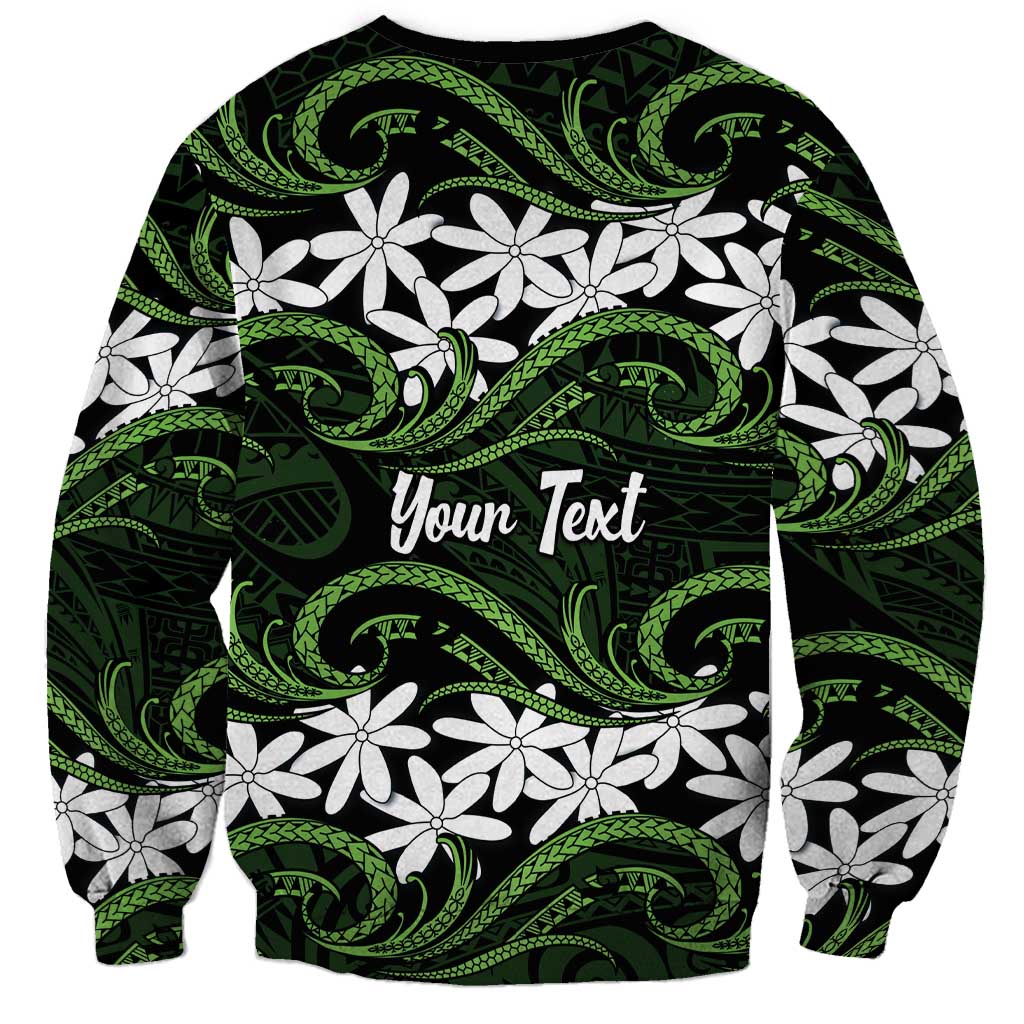 Personalised Cook Islands Palmerston Sweatshirt Tiare Maori Polynesian Waves Tattoo