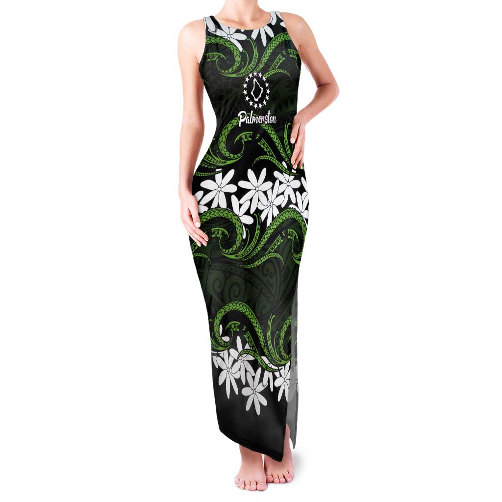 Personalised Cook Islands Palmerston Tank Maxi Dress Tiare Maori Polynesian Waves Tattoo