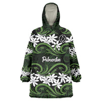 Personalised Cook Islands Palmerston Wearable Blanket Hoodie Tiare Maori Polynesian Waves Tattoo