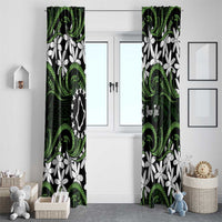 Personalised Cook Islands Palmerston Window Curtain Tiare Maori Polynesian Waves Tattoo