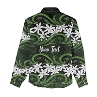 Personalised Cook Islands Palmerston Women Casual Shirt Tiare Maori Polynesian Waves Tattoo