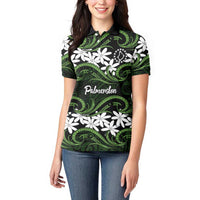 Personalised Cook Islands Palmerston Women Polo Shirt Tiare Maori Polynesian Waves Tattoo