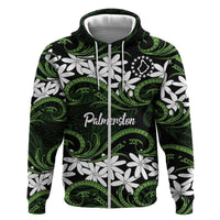 Personalised Cook Islands Palmerston Zip Hoodie Tiare Maori Polynesian Waves Tattoo