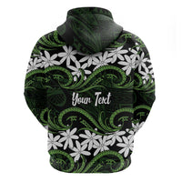 Personalised Cook Islands Palmerston Zip Hoodie Tiare Maori Polynesian Waves Tattoo