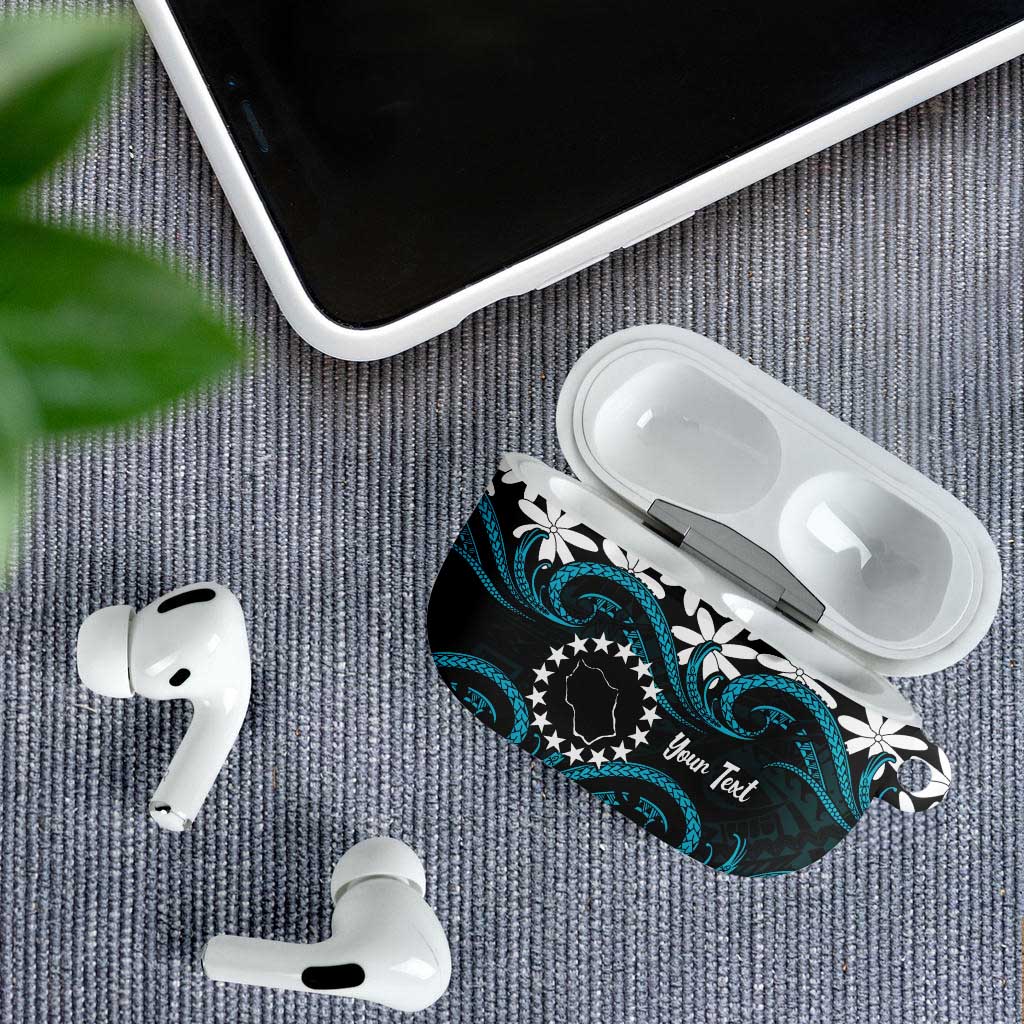 Personalised Cook Islands Penrhyn Atoll AirPods Case Tiare Maori Polynesian Waves Tattoo