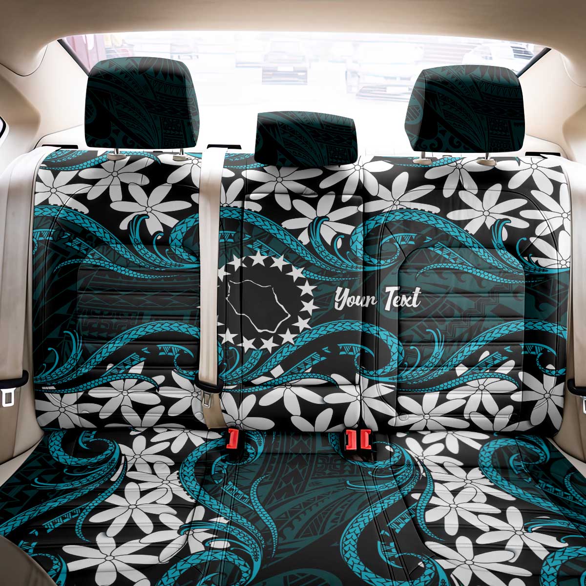 Personalised Cook Islands Penrhyn Atoll Back Car Seat Cover Tiare Maori Polynesian Waves Tattoo