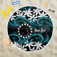 Personalised Cook Islands Penrhyn Atoll Beach Blanket Tiare Maori Polynesian Waves Tattoo