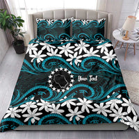 Personalised Cook Islands Penrhyn Atoll Bedding Set Tiare Maori Polynesian Waves Tattoo