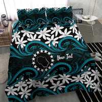 Personalised Cook Islands Penrhyn Atoll Bedding Set Tiare Maori Polynesian Waves Tattoo