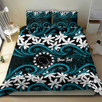 Personalised Cook Islands Penrhyn Atoll Bedding Set Tiare Maori Polynesian Waves Tattoo
