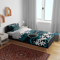 Personalised Cook Islands Penrhyn Atoll Bedding Set Tiare Maori Polynesian Waves Tattoo