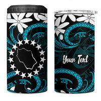 Personalised Cook Islands Penrhyn Atoll 4 in 1 Can Cooler Tumbler Tiare Maori Polynesian Waves Tattoo