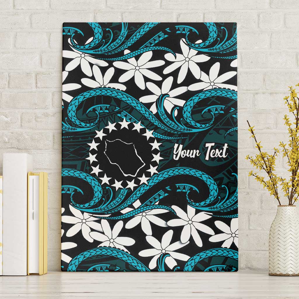 Personalised Cook Islands Penrhyn Atoll Canvas Wall Art Tiare Maori Polynesian Waves Tattoo