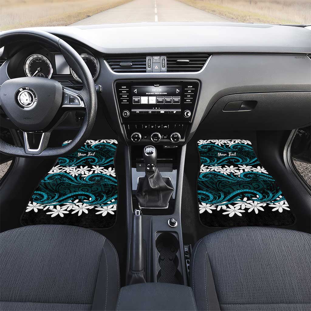 Personalised Cook Islands Penrhyn Atoll Car Mats Tiare Maori Polynesian Waves Tattoo