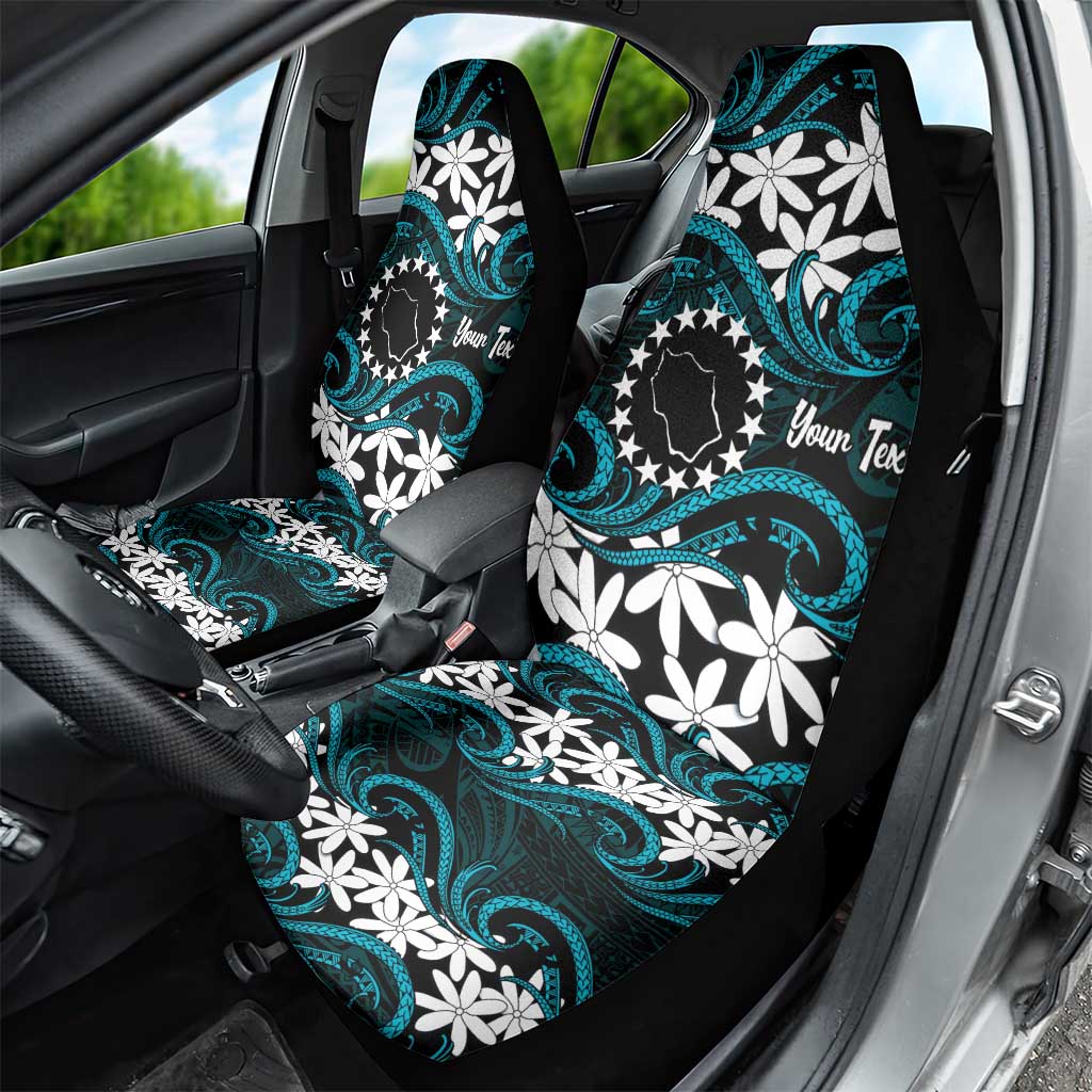 Personalised Cook Islands Penrhyn Atoll Car Seat Cover Tiare Maori Polynesian Waves Tattoo