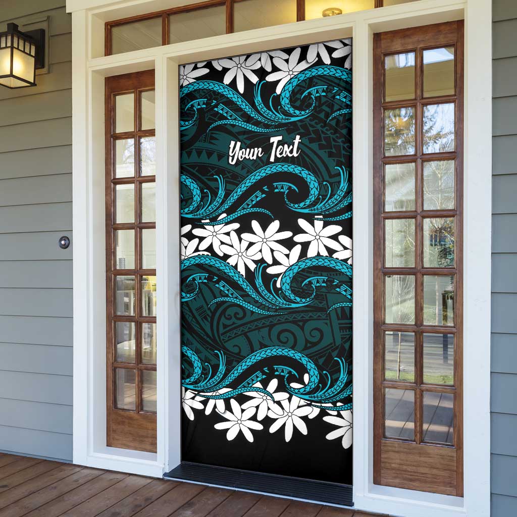 Personalised Cook Islands Penrhyn Atoll Door Cover Tiare Maori Polynesian Waves Tattoo