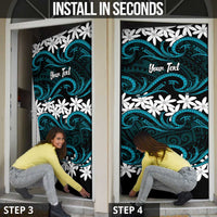 Personalised Cook Islands Penrhyn Atoll Door Cover Tiare Maori Polynesian Waves Tattoo