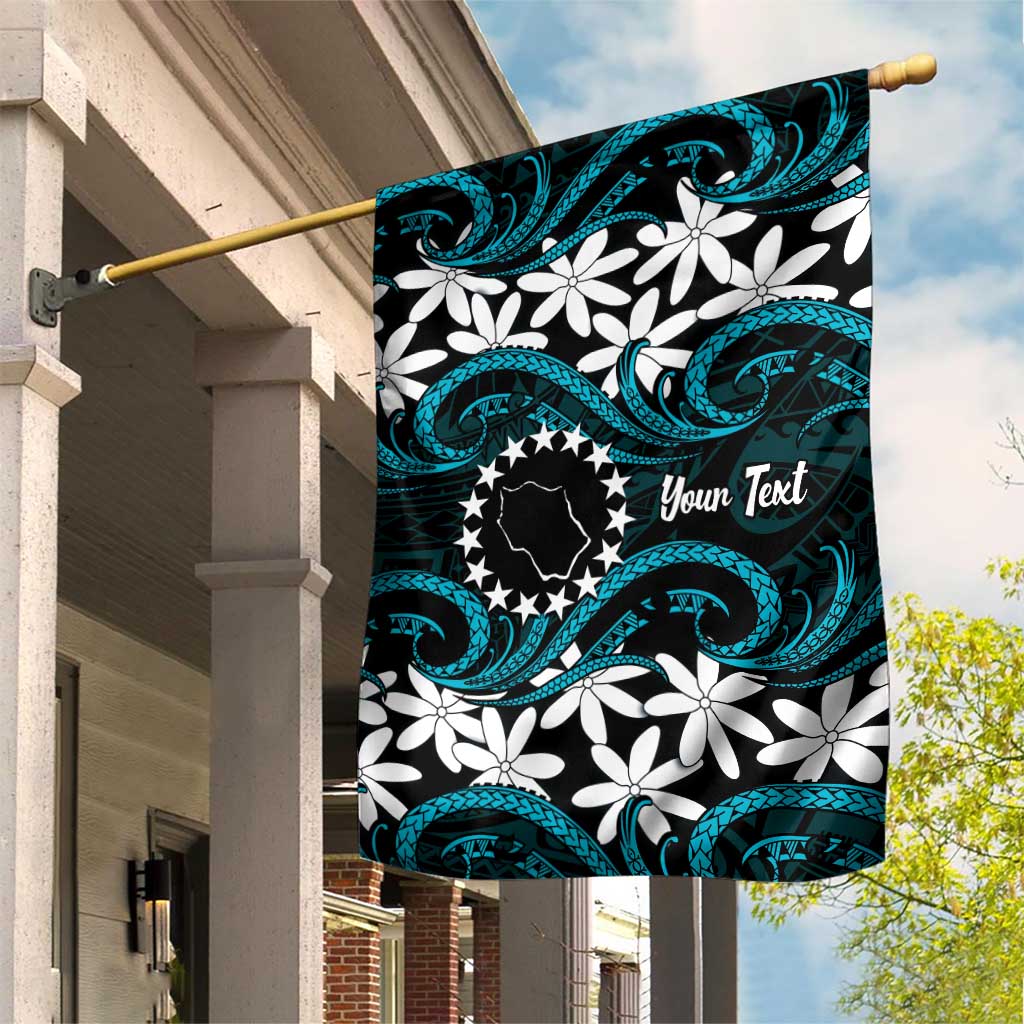 Personalised Cook Islands Penrhyn Atoll Garden Flag Tiare Maori Polynesian Waves Tattoo