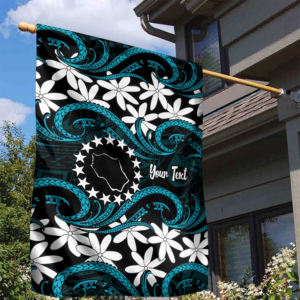 Personalised Cook Islands Penrhyn Atoll Garden Flag Tiare Maori Polynesian Waves Tattoo