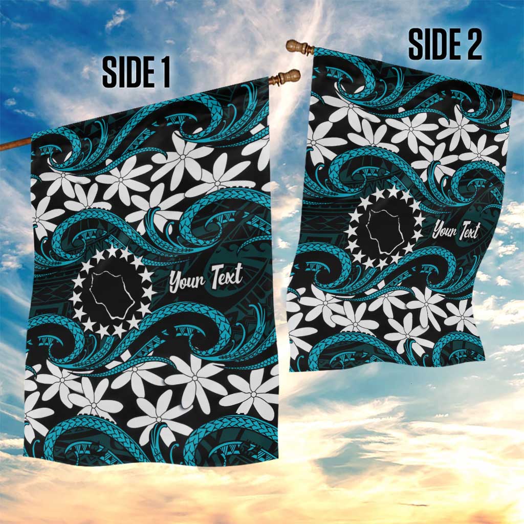 Personalised Cook Islands Penrhyn Atoll Garden Flag Tiare Maori Polynesian Waves Tattoo
