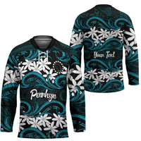 Personalised Cook Islands Penrhyn Atoll Hockey Jersey Tiare Maori Polynesian Waves Tattoo