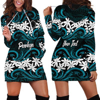 Personalised Cook Islands Penrhyn Atoll Hoodie Dress Tiare Maori Polynesian Waves Tattoo