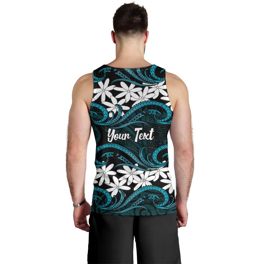 Personalised Cook Islands Penrhyn Atoll Men Tank Top Tiare Maori Polynesian Waves Tattoo