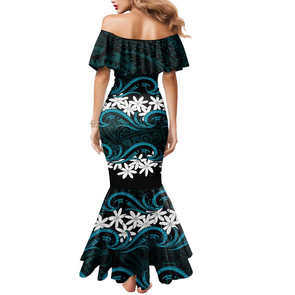 Personalised Cook Islands Penrhyn Atoll Mermaid Dress Tiare Maori Polynesian Waves Tattoo