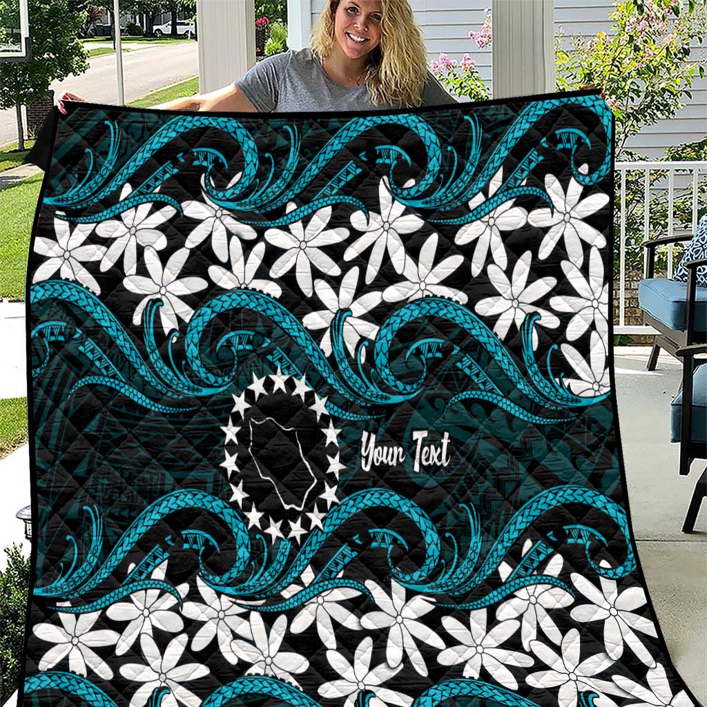 Personalised Cook Islands Penrhyn Atoll Quilt Tiare Maori Polynesian Waves Tattoo