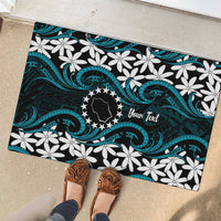 Personalised Cook Islands Penrhyn Atoll Rubber Doormat Tiare Maori Polynesian Waves Tattoo
