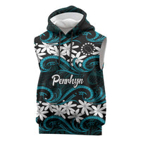 Personalised Cook Islands Penrhyn Atoll Sleeveless Hoodie Tiare Maori Polynesian Waves Tattoo