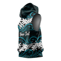 Personalised Cook Islands Penrhyn Atoll Sleeveless Hoodie Tiare Maori Polynesian Waves Tattoo