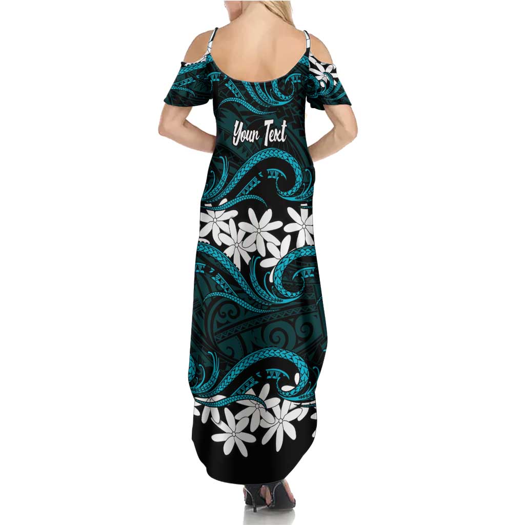 Personalised Cook Islands Penrhyn Atoll Summer Maxi Dress Tiare Maori Polynesian Waves Tattoo