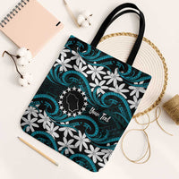 Personalised Cook Islands Penrhyn Atoll Tote Bag Tiare Maori Polynesian Waves Tattoo