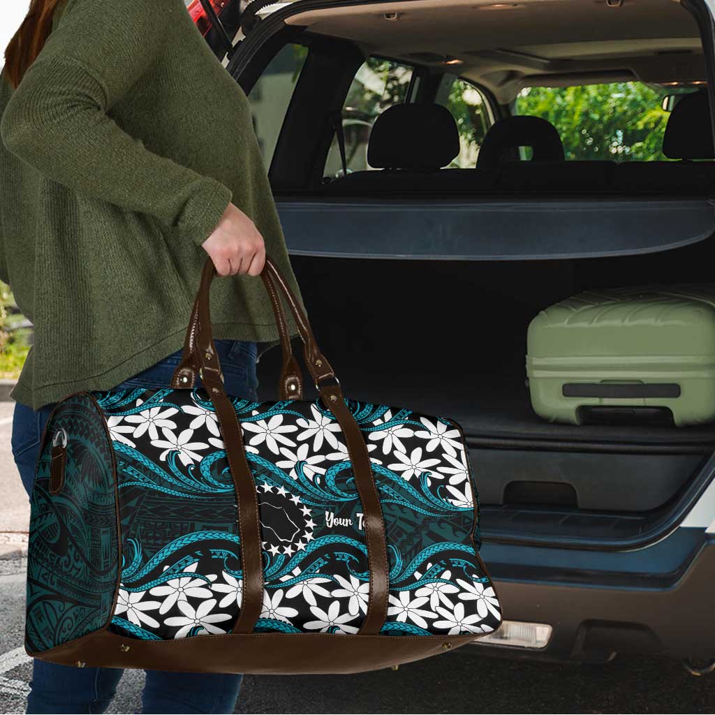 Personalised Cook Islands Penrhyn Atoll Travel Bag Tiare Maori Polynesian Waves Tattoo