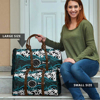 Personalised Cook Islands Penrhyn Atoll Travel Bag Tiare Maori Polynesian Waves Tattoo