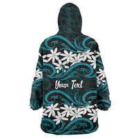 Personalised Cook Islands Penrhyn Atoll Wearable Blanket Hoodie Tiare Maori Polynesian Waves Tattoo