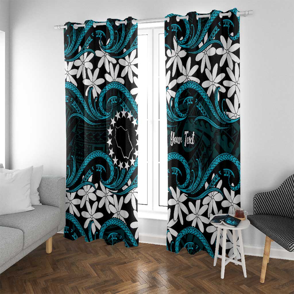 Personalised Cook Islands Penrhyn Atoll Window Curtain Tiare Maori Polynesian Waves Tattoo