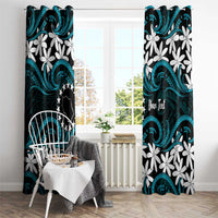 Personalised Cook Islands Penrhyn Atoll Window Curtain Tiare Maori Polynesian Waves Tattoo