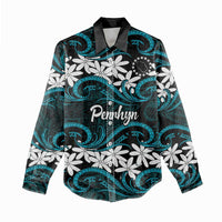 Personalised Cook Islands Penrhyn Atoll Women Casual Shirt Tiare Maori Polynesian Waves Tattoo