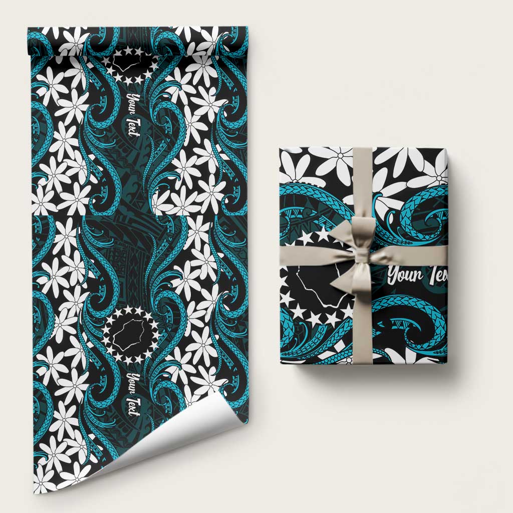 Personalised Cook Islands Penrhyn Atoll Wrapping Paper Tiare Maori Polynesian Waves Tattoo