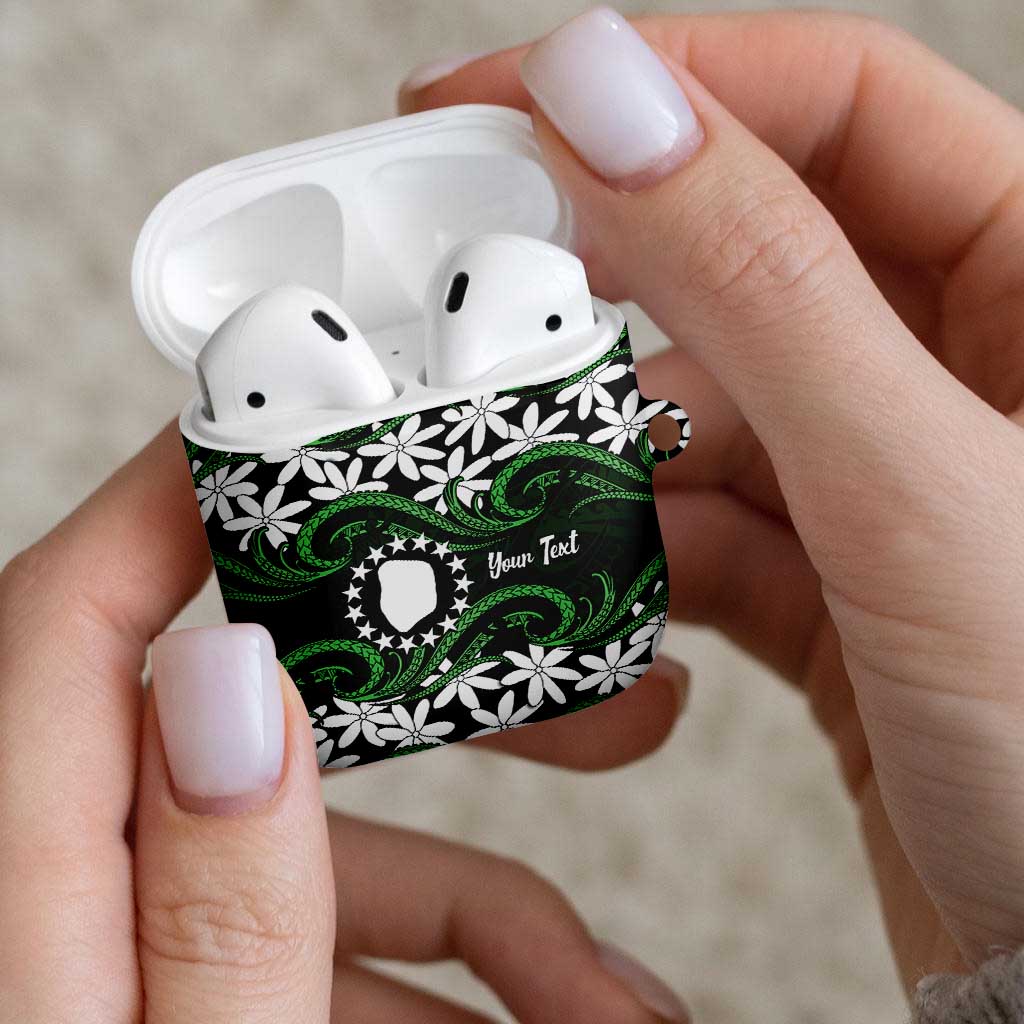 Personalised Cook Islands Mitiaro AirPods Case Tiare Maori Polynesian Waves Tattoo