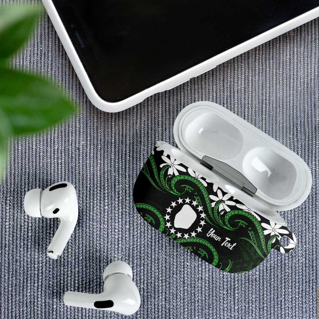 Personalised Cook Islands Mitiaro AirPods Case Tiare Maori Polynesian Waves Tattoo