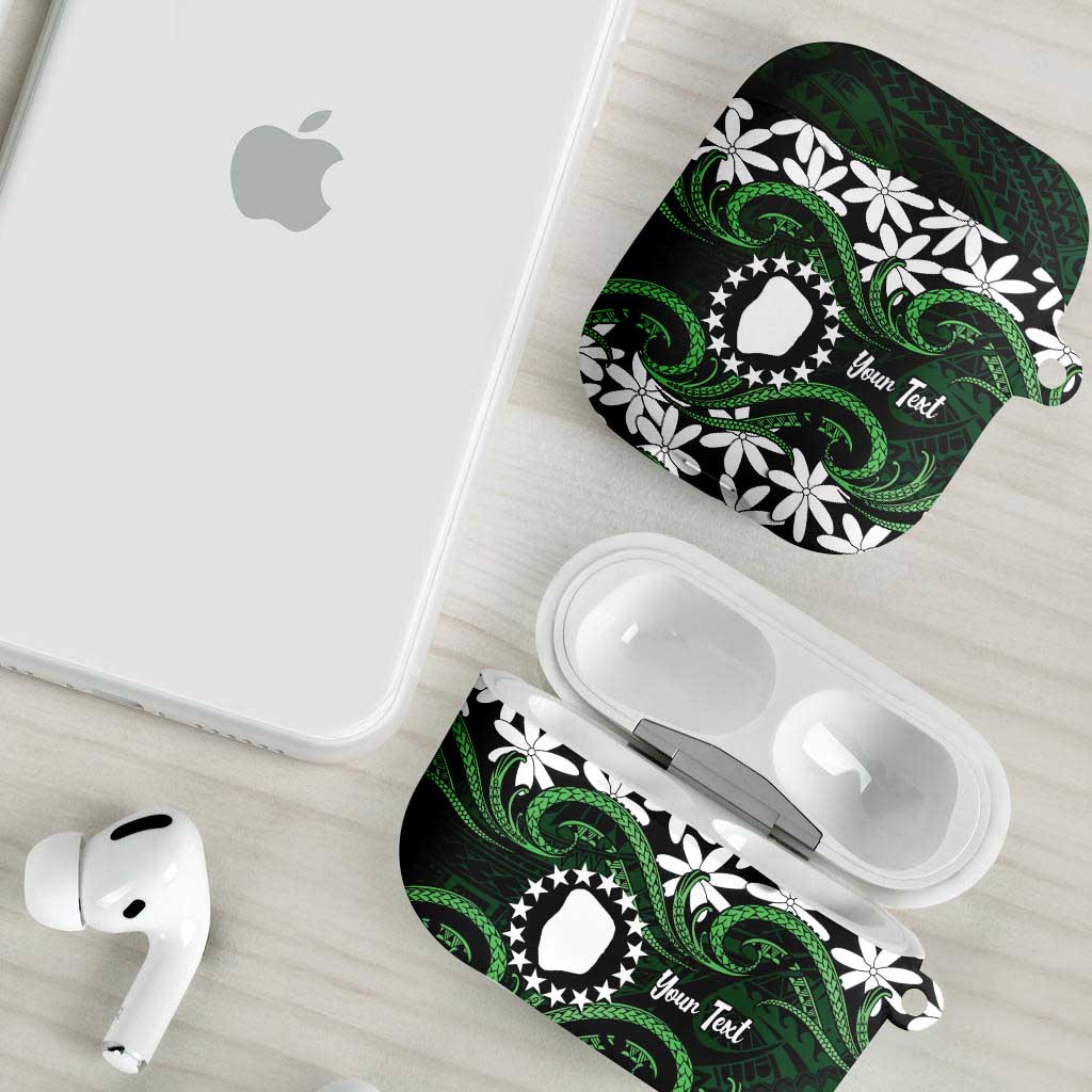 Personalised Cook Islands Mitiaro AirPods Case Tiare Maori Polynesian Waves Tattoo